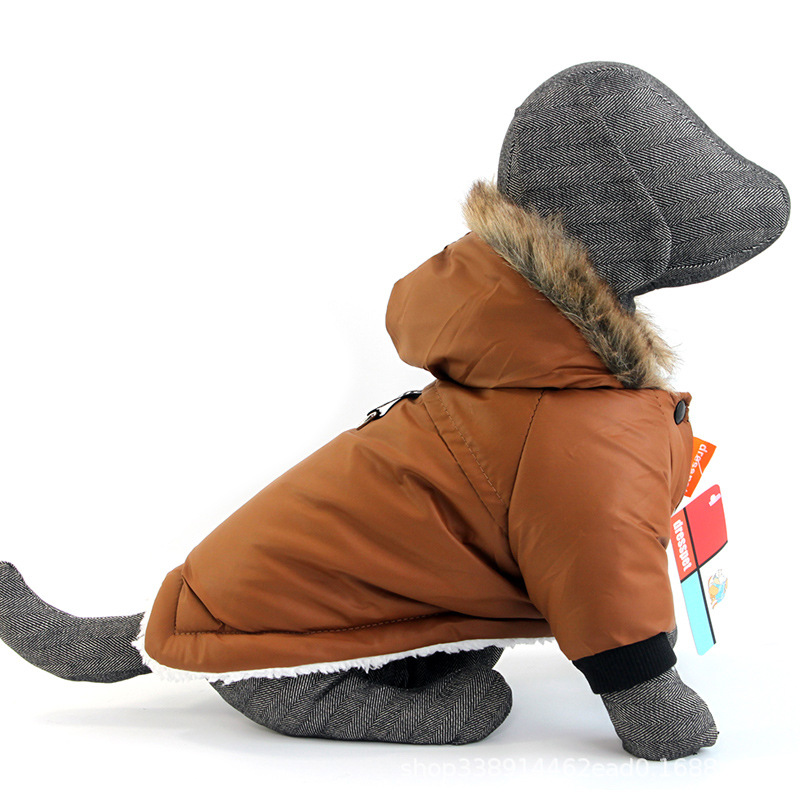 Dog Autumn And Winter Clothes Pet Vest Hoodie Two-Legged Plush Jacket Warm Coat Leash Clothes — image 3