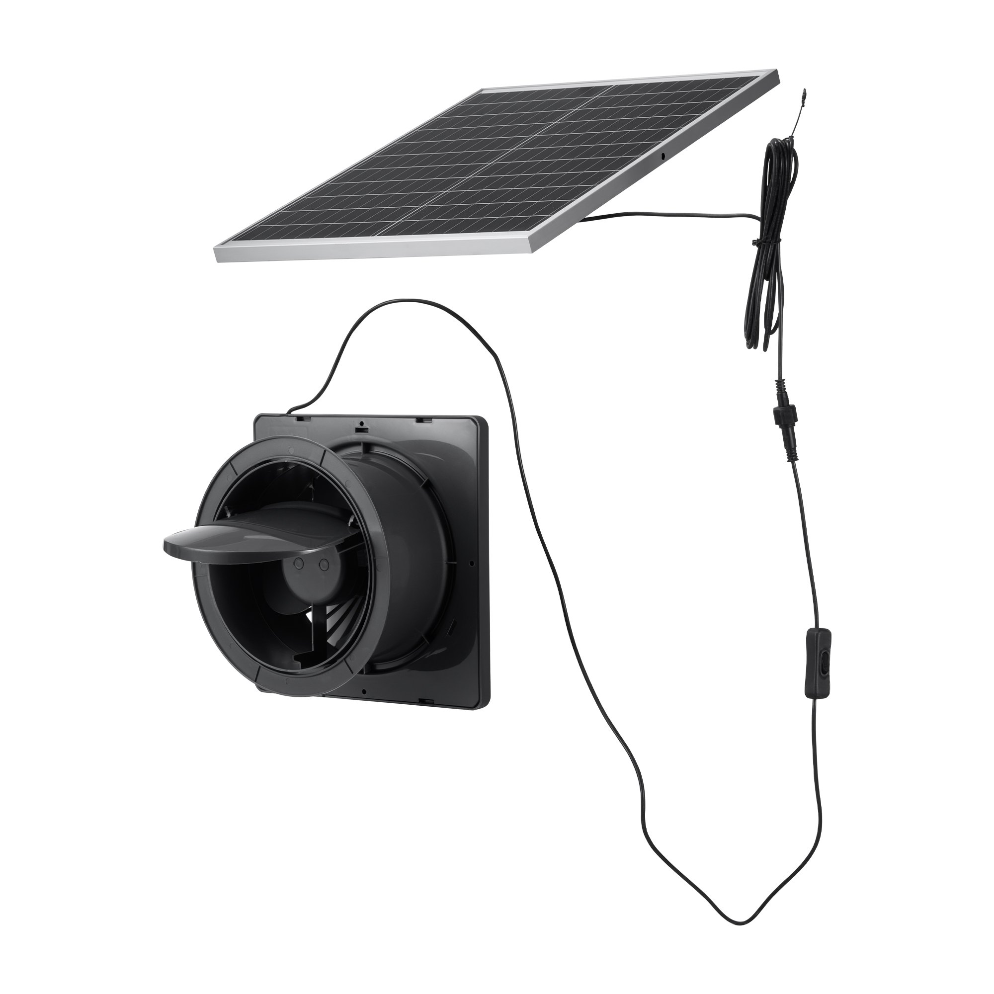 Ventilador Solar de Alta Velocidad, Panel Solar de 25W con 220 CFM de Flujo Aéreo, Ángulo de Panel Reajustable, 2030 RPM de Alta Eficiencia, Instalación Flexible para Invernaderos, Tendas de Cultivo, Gallineros y Refugios — imagen 1