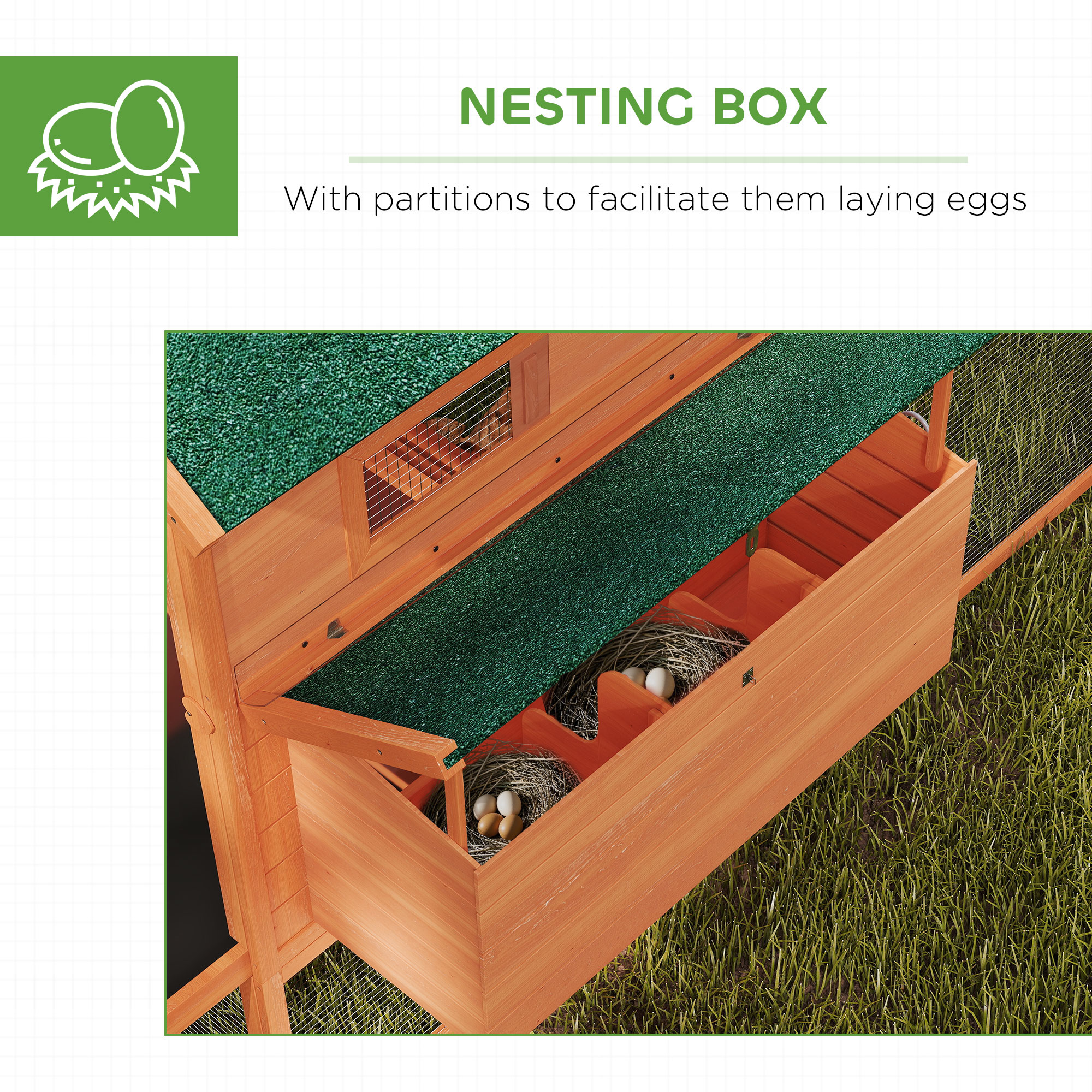 Gallinero de Madera de 137" para 4-6 Gallinas, Patio, Naranja — imagen 8