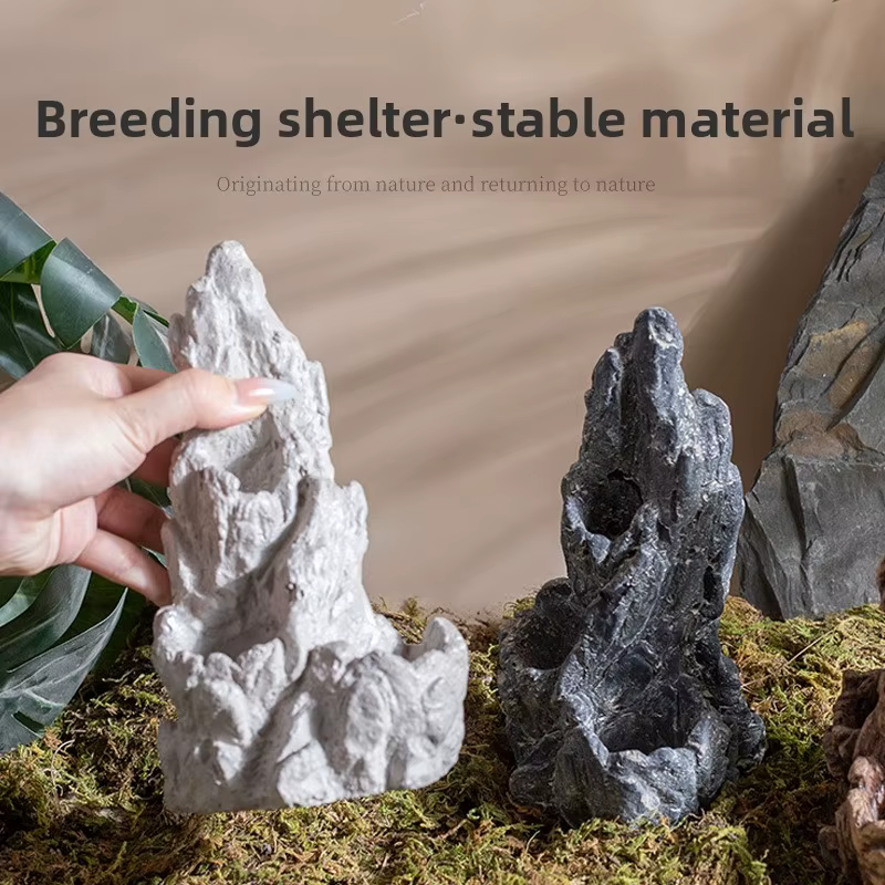 Reptile Terrarium Decor Climbing Rock Fake Mountain Hideout for Bearded Dragon Gecko Snake Spid Pet Tank Landscaping Stone Look — image 2