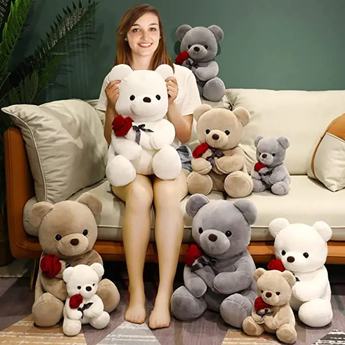 Nuevo Osito de Peluche Abrazable con Rosas 23-45cm, Almohada de Peluche Relleno, Muñeco de Animal Suave, Bonito Regalo de Cumpleaños para Novia, San Valentín — imagen 13