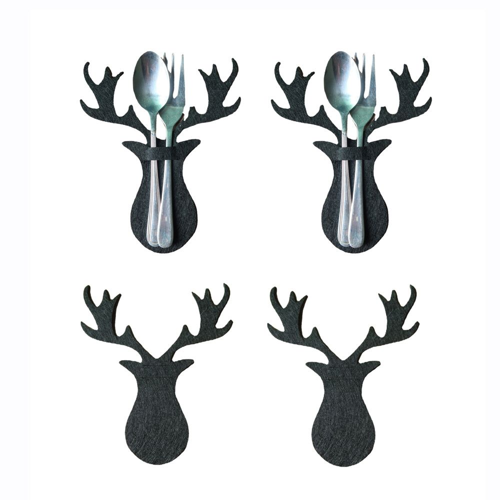 4PCS Christmas Knife and Fork Holder Elk Xmas Tree Pocket Cutlery Bag Non-woven fabric Tableware Organizer Table Decor Tools — image 3