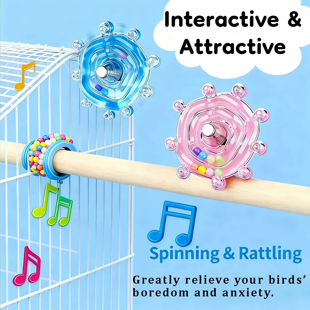 Parrot Decompression Toy Unique Rotating Help Pets Release Excess Energy Made Of Safe Materials Bite Wheel Toy — image 2