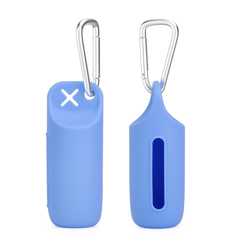 Silicone dog poop bag holder with dispenser, portable, hanging ring & storage case — image 1