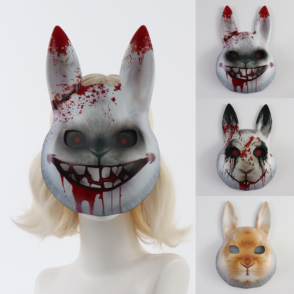 Halloween Mask Bloody Horror Rabbit Face Cover Rabbit Ears Mask Cosplay Costume Party Prop — image 3
