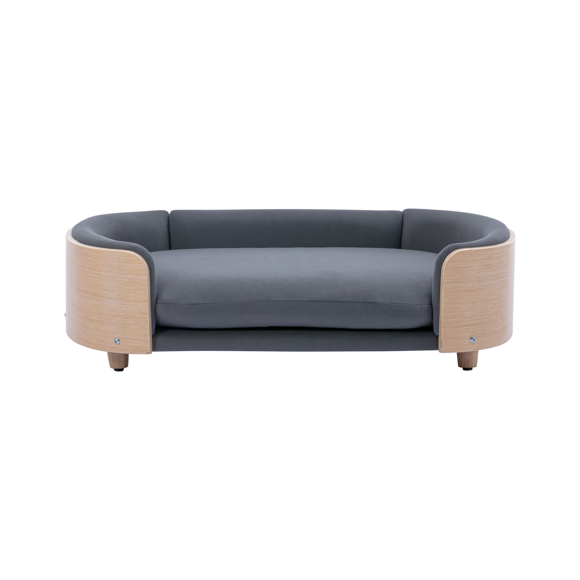 Scandinavian style Elevated Dog Bed Pet Sofa With Solid Wood legs and Bent Wood Back, Velvet Cushion, Large Size — image 22