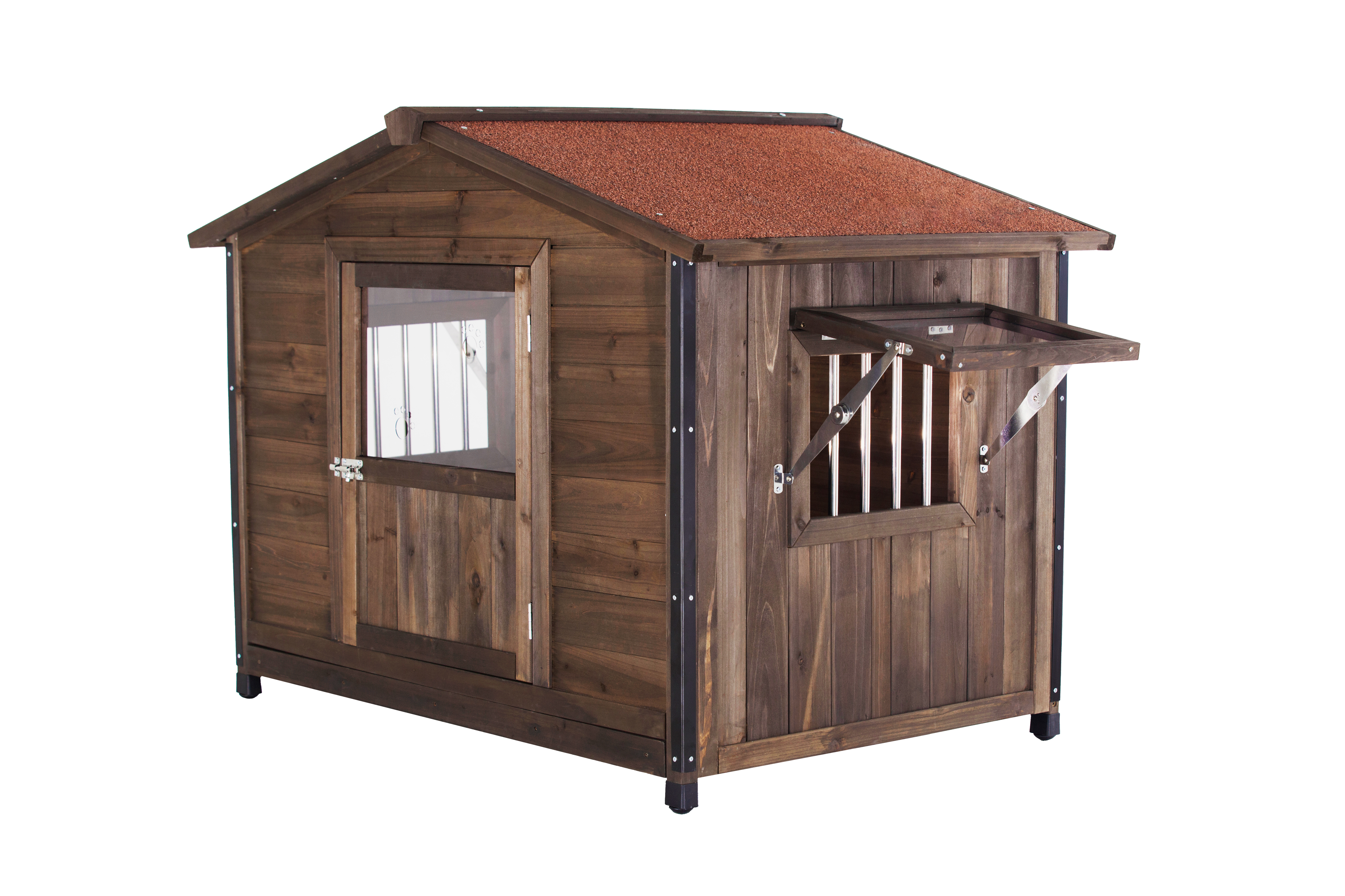 Casa de Perro Única con Estructura de Hierro, Estilo Casa de Madera Externo Grande en Forma de Cabina — imagen 10