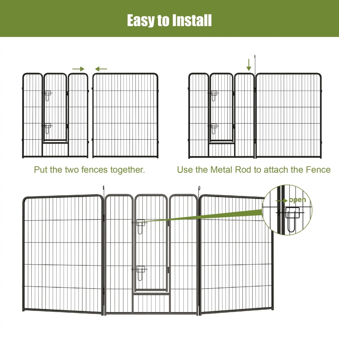 Cubo de Juego para Perros, 40 Pulgadas - 16 Paneles, Corral para Perros Grande/Medio/Pequeño con Puertas Reversibles para Caravana, Camping y Jardín — imagen 15