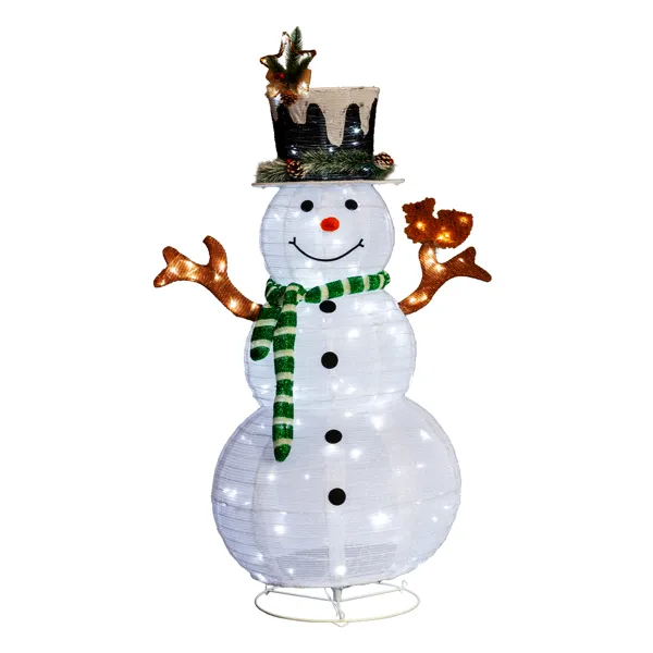 Lighted Snowman And Squirrel Christmas Yard Decorations, Pre-lit Pull Up Snowman With 120 White LEDs, For Xmas Outdoor Holiday Indoor Decor Lighted Holiday Displays — image 7