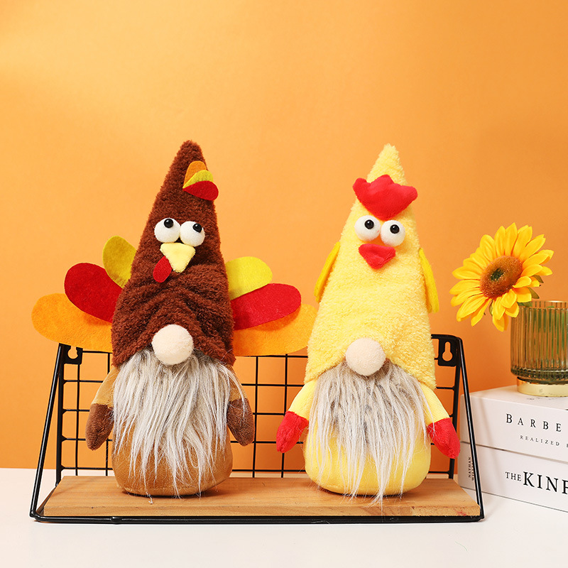 Thanksgiving decoration turkey cute doll plush faceless doll decoration home shopping mall window dress up — image 1