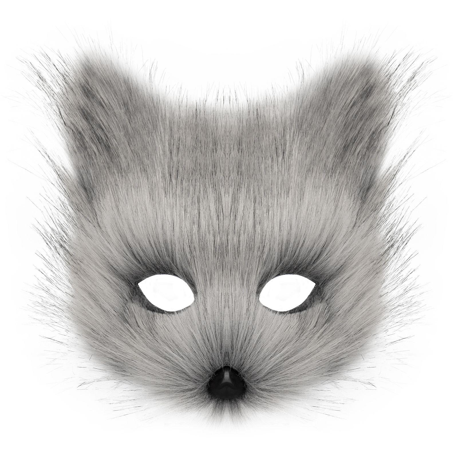 Halloween Party Furry Half-Face Cat Fox Mask Cosplay Cat Face Mask Accessory — image 11