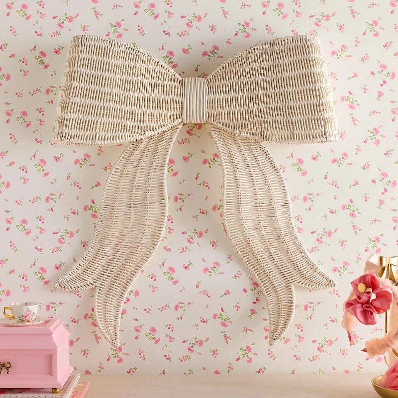 Nordic Rattan Butterfly Decorative Hanging Ornament, Handmade Woven Rattan, Cute Decoration for Princess Queen Cottage — image 1