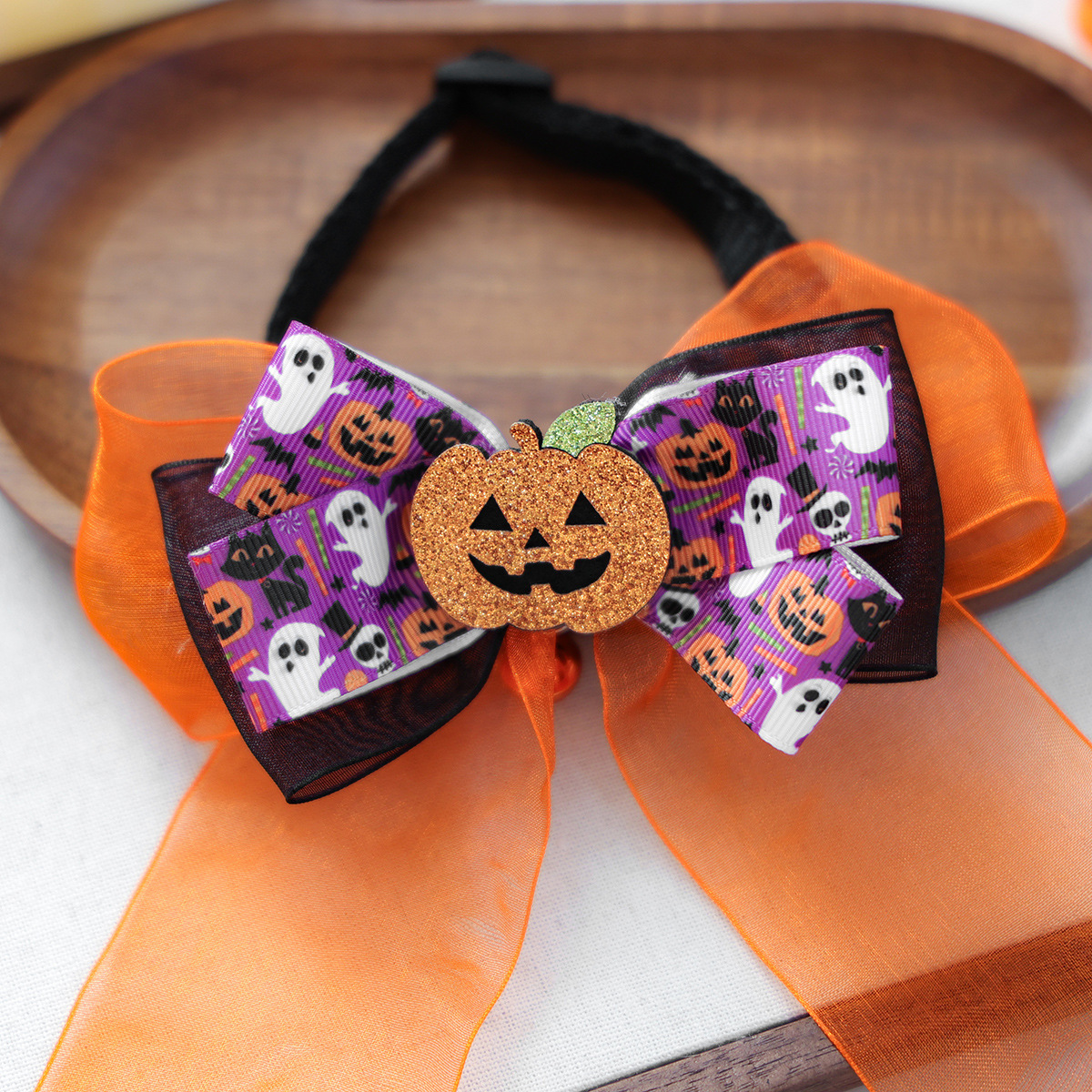Pet Dog Cat Halloween Fluffy Ball Bat Ribbon Bow Neck Scarf Pet Accessories — image 7