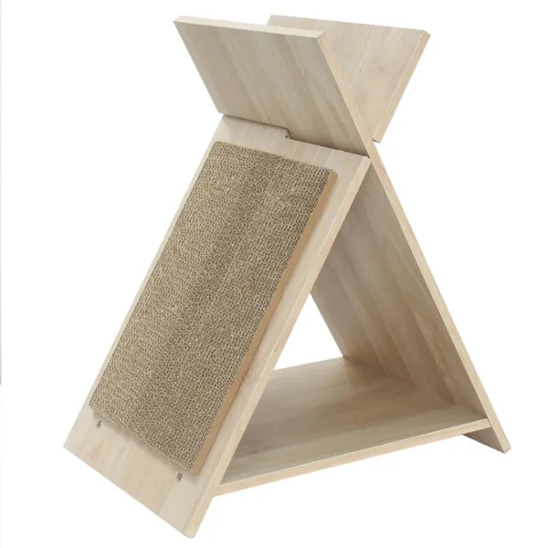 Gato Multi-Funcional con Superficie de Rasguño - 18.5"x12"x21", Zona de Rasgueo, Túnel y Silla de Madera — imagen 5