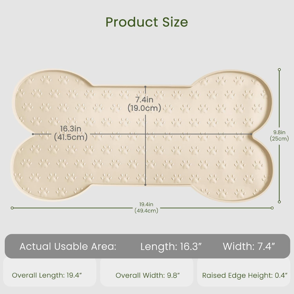 Dog Food Mat Anti Slip Silicone Dog Bowl Mat Thicker Pet Placemat Waterproof Cat Feeder Pad With Raised Edge Puppy Kitten Feeding Mats Suitable Small Medium-Sized Dogs Cats Eating Tray — image 3