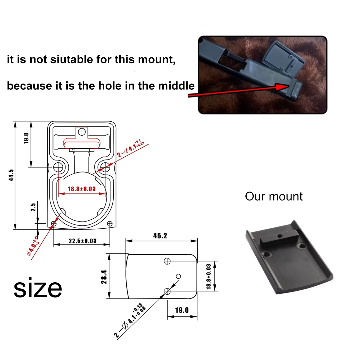 Mini Visor de Punto Rojo MR Red Dot Sight para Ajuste en Railes de 20mm para Caza — imagen 3