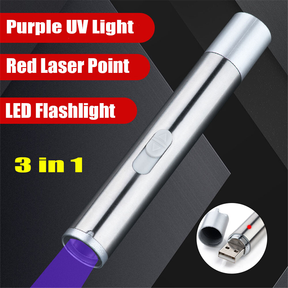 Cat Dog Toy Red Laser Pointer Pen USB Rechargeable LED Light UV Flashlight — imagen 20