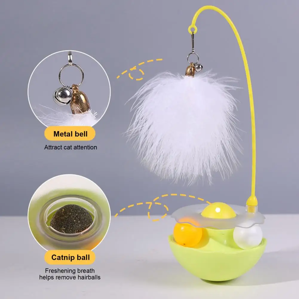Juguete para Gatos Giratorio 360 Grados, Vara Provocadora con Pelota Rodante, Cascabel y Plumas con Hierba Gatera, Resistente a Rasguños — imagen 1