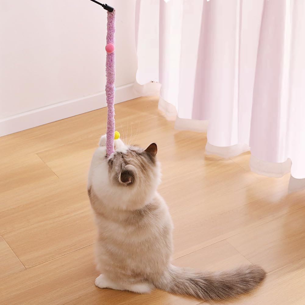 Cat Toys Plush Srtip Cat Wands Interactive Cat Toys Colorful Cat Teaser Wands Interactive Cat Toys For All Breed Sizes — image 8