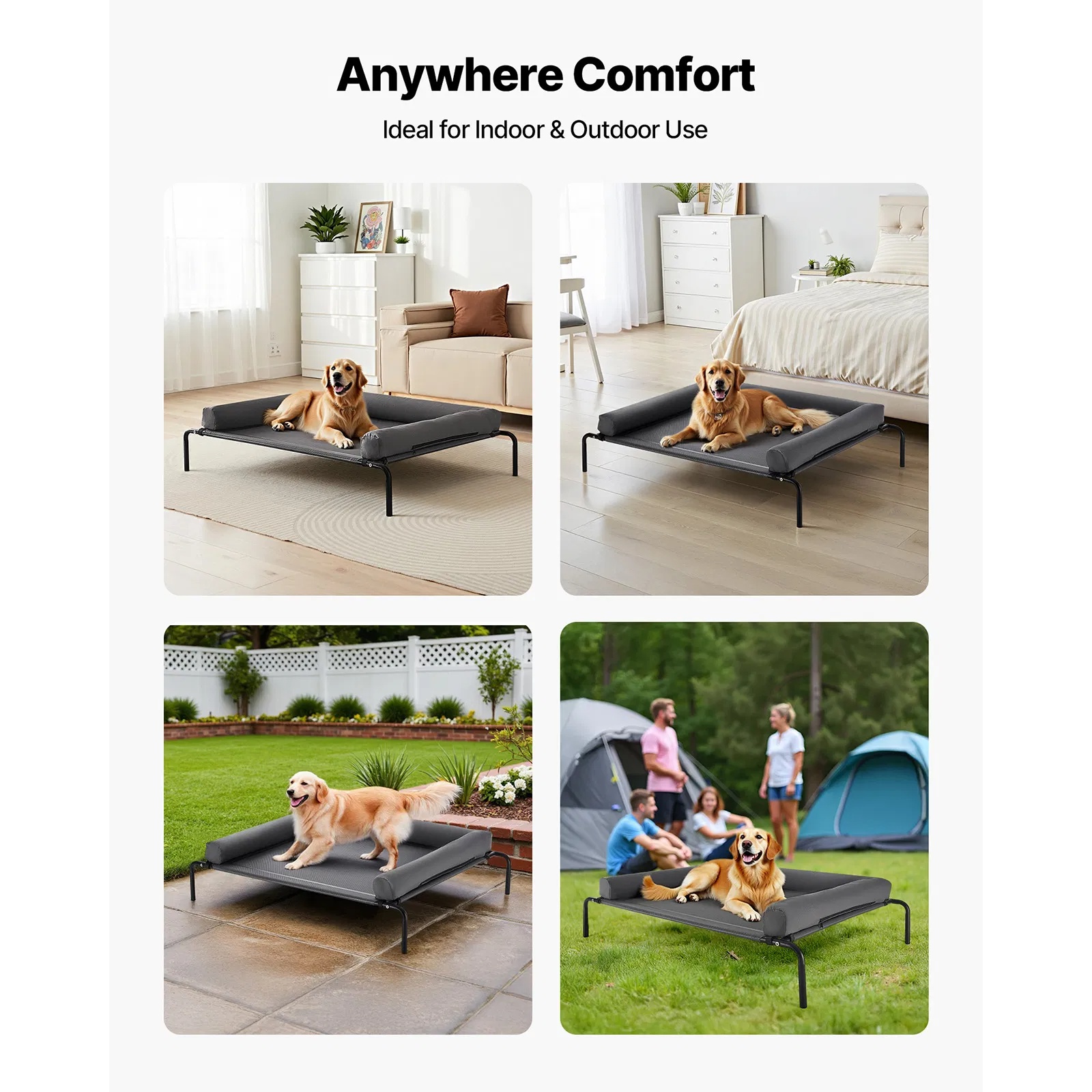 Cama para Perros Elevada XL para Grandes Razas, Cama para Perros con Almohada Lavable y Estructura de Acero Resistentísima, Ventilación para Perros Calientes, Malla Teslin Transpirable, Gris — imagen 3