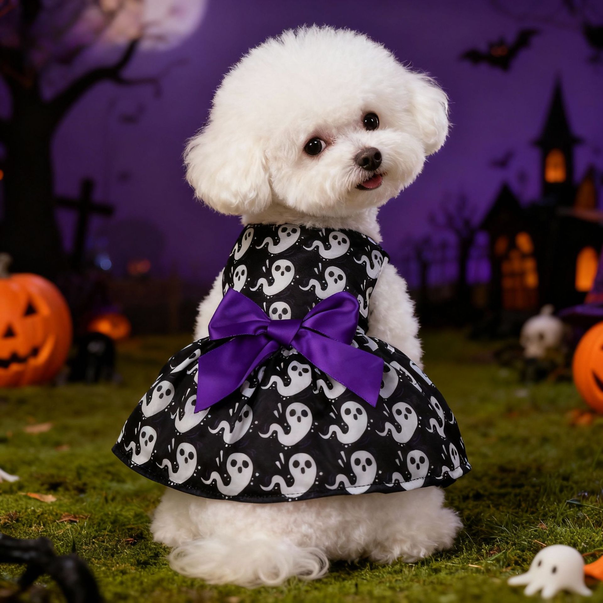 Pet Halloween Costume Dog Clothes Pumpkin Dress Bat Dress Festival Bat Outfit for Dogs — image 5