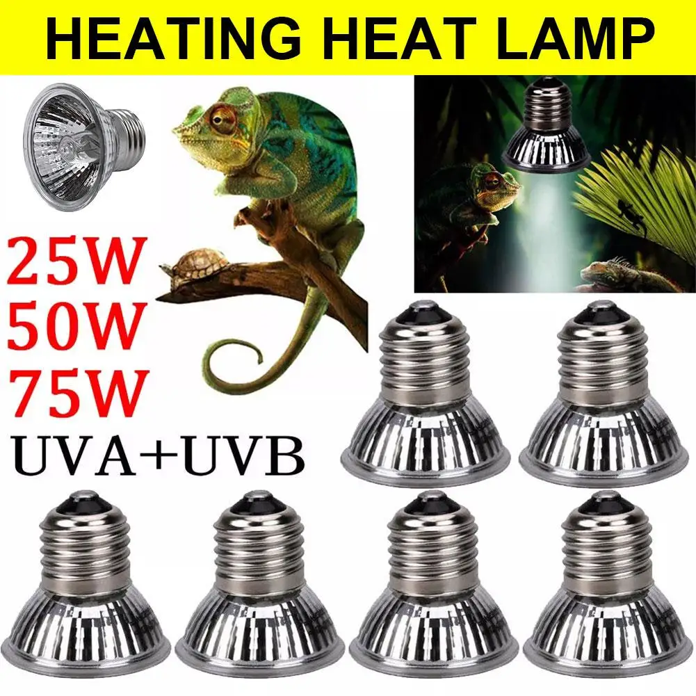 Bombilla de Lámpara para Reptiles UVA+UVB de 25/50/75W, Luz UV para Tomar el Sol para Tortugas, Bombillas de Calefacción de Espectro Completo para Anfibios, Mascotas y Serpientes