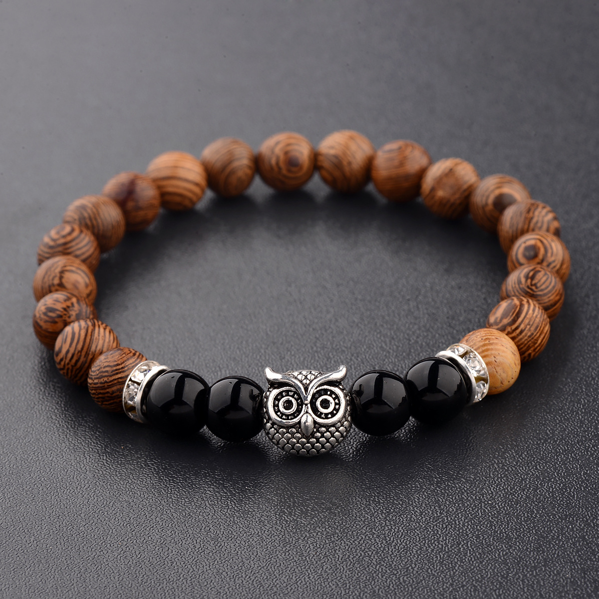 Owl frosted stone lifeline wood grain bracelet — image 8