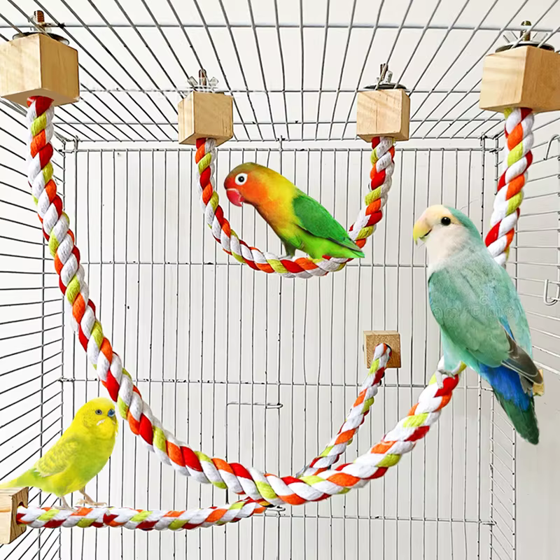 Juguetes de Mordida para Pájaros Parrotoys Juguetes de Cuerda Coloridos Resistente a Mordidas Accesorios de Climación para Pájaros Colgador Seguro para Voladores de Jaula — imagen 1