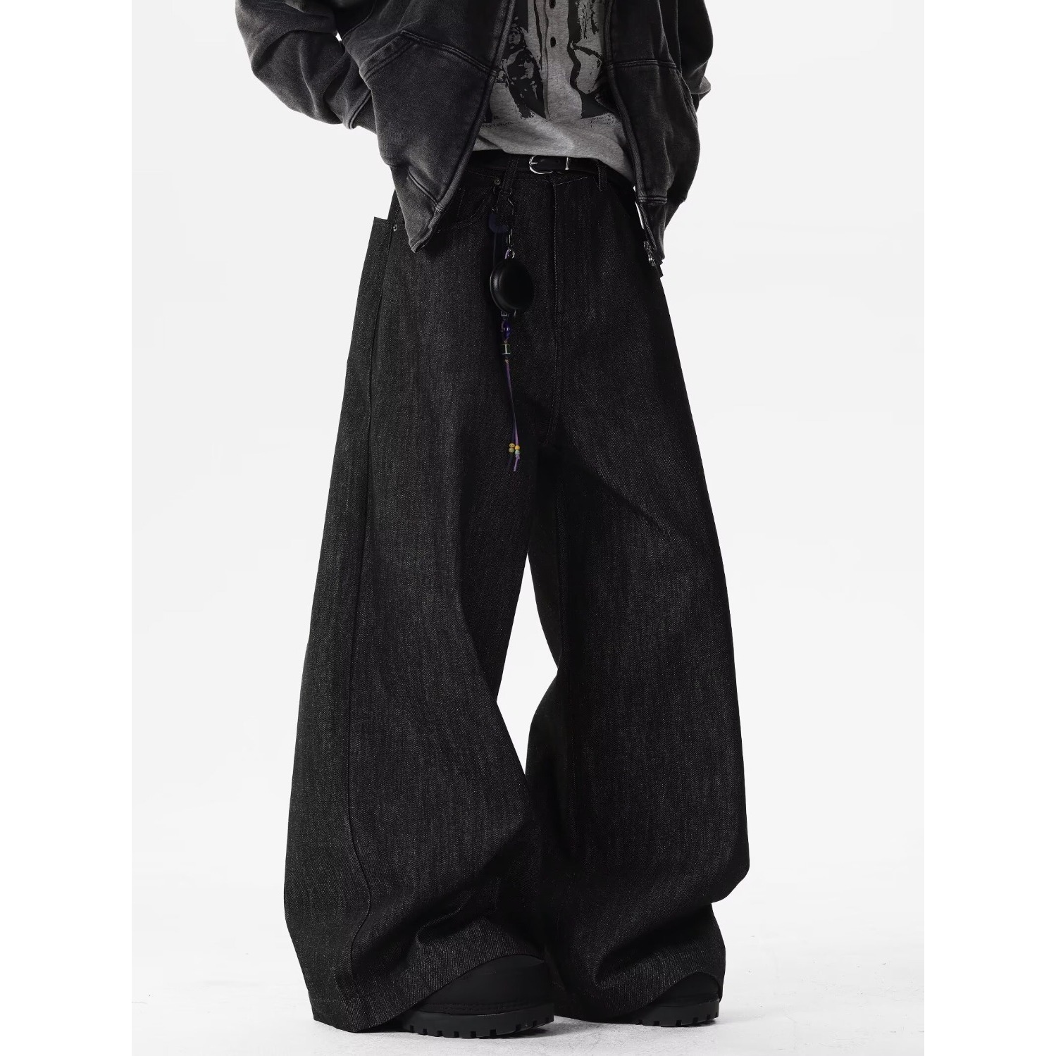 Red Dragon Embroidery Knife Jeans Men Loose Casual Cargo Wide Leg Long Pants — image 6