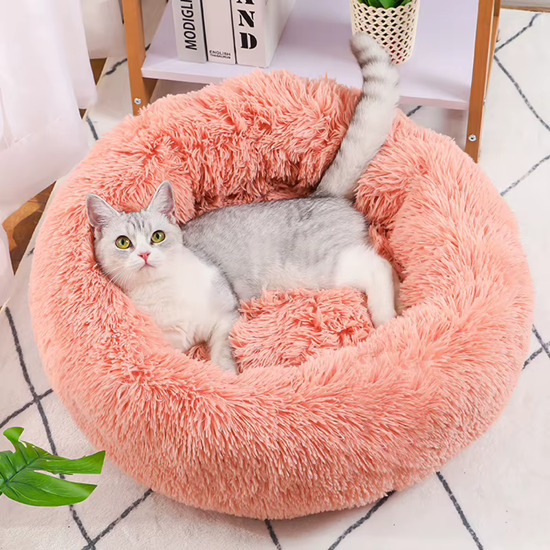 Pet Dog Bed Comfortable Donut Cuddler Round Cat Nest Dog Nest Warm Dog Mat with Soft Plush Material Pet Bed for Dogs and Cats — image 1