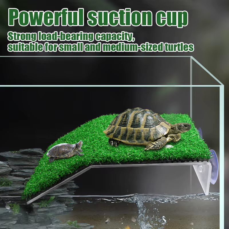 Plataforma de Descanso para Tortugas de Tamaño S/M/L - Decoración Acuática con Cepillo y Rampa de Hierba — imagen 3