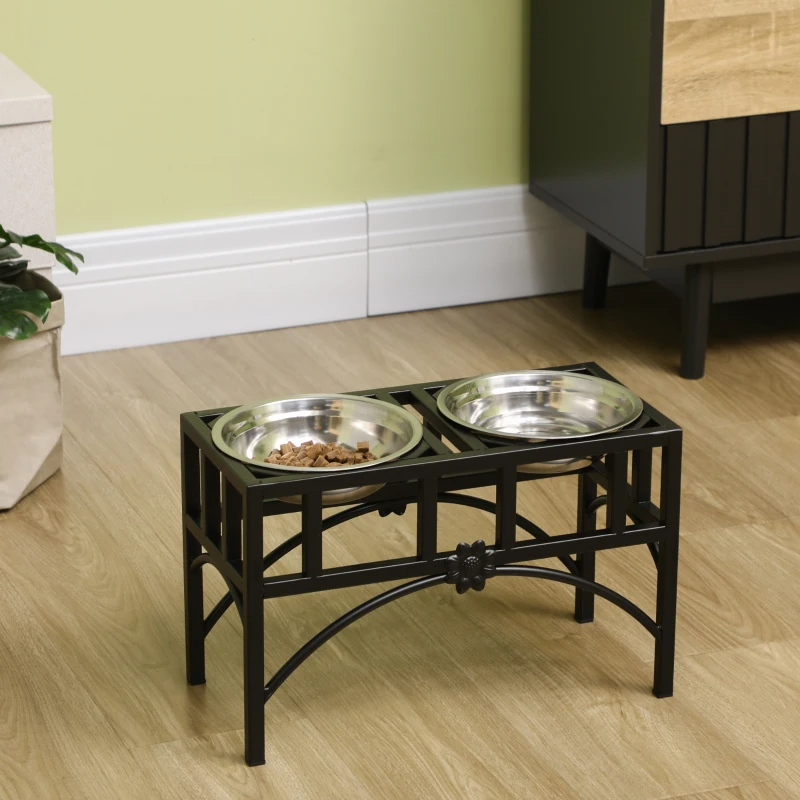 Double Stainless Steel Heavy Duty Dog Food Bowl Elevated Pet Feeding Station — imagen 4