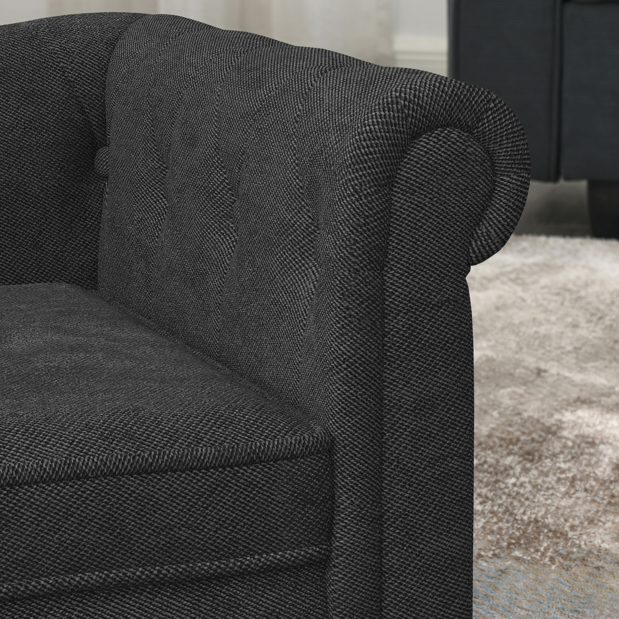 Sofá de Perro Elevado Rectangular para Pequeños y Medianos, Durable Sofa para Mascotas con Funda de Lino Moderno, Negra — imagen 4