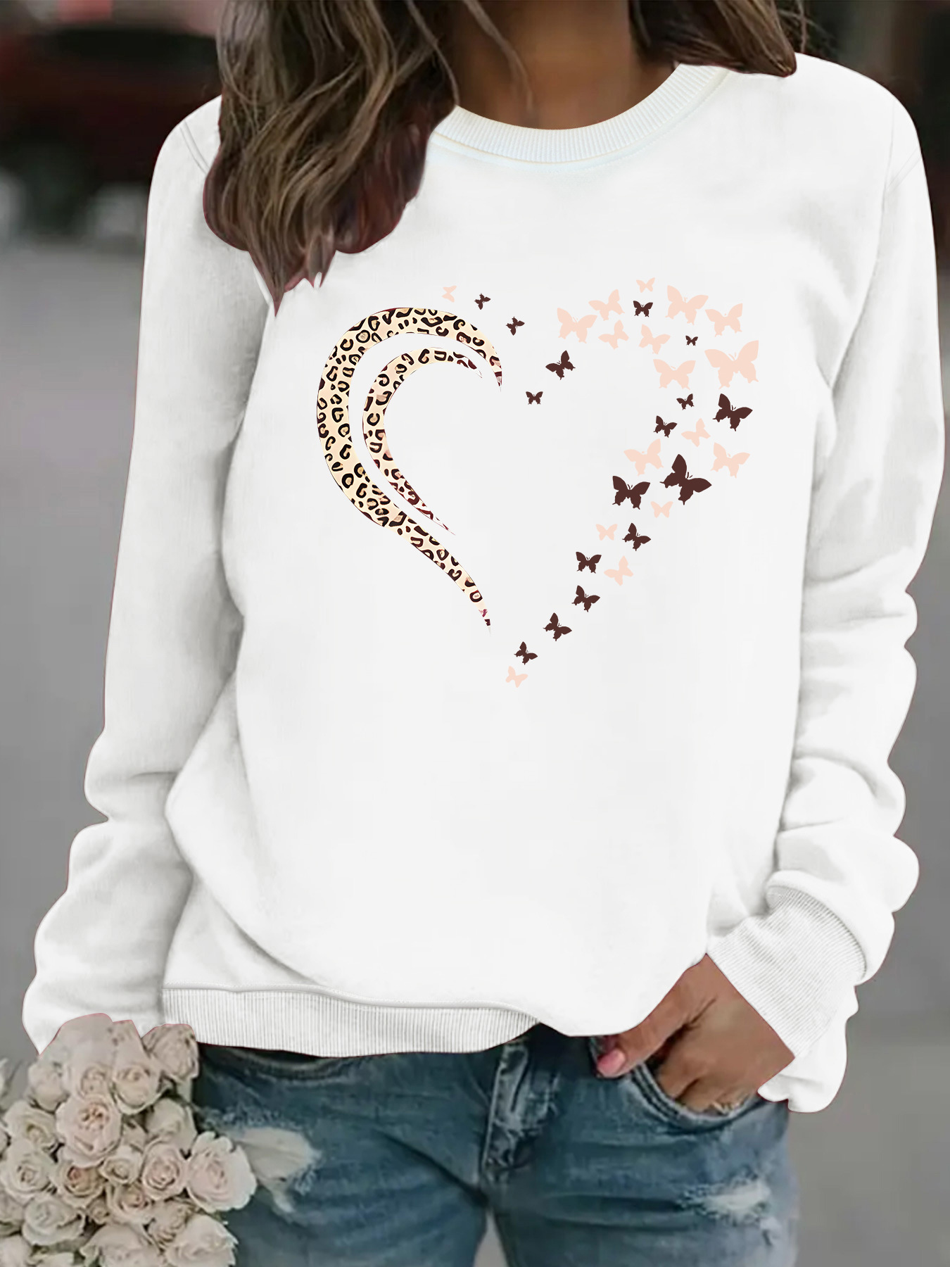 Butterfly print hoodie round neck hoodie — image 7