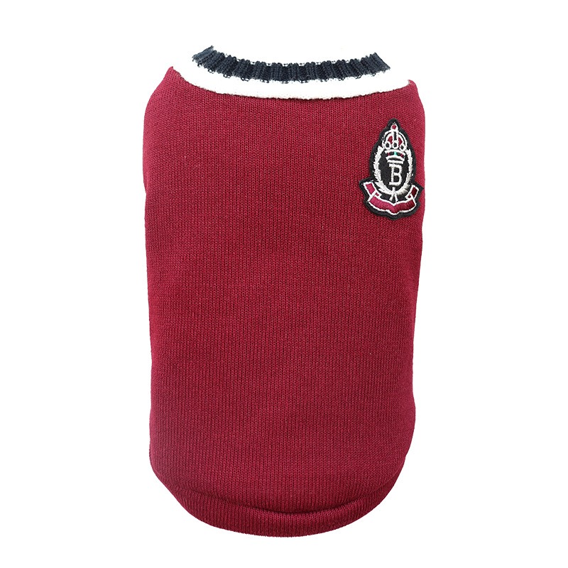 Ropa de Mascotas Estilo Universitario para Perros Vestido con Cuello V de Punto de Lana para Otoño e Invierno — imagen 3