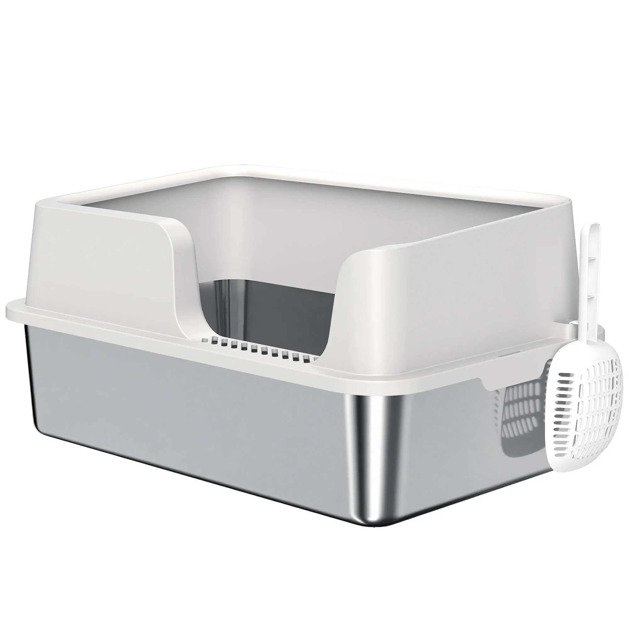Stainless Steel Cat Litter Box with Lid with Scoop, High Sided, Non-Stick, & Anti-Urine Leakage, Easy Cleaning — image 1