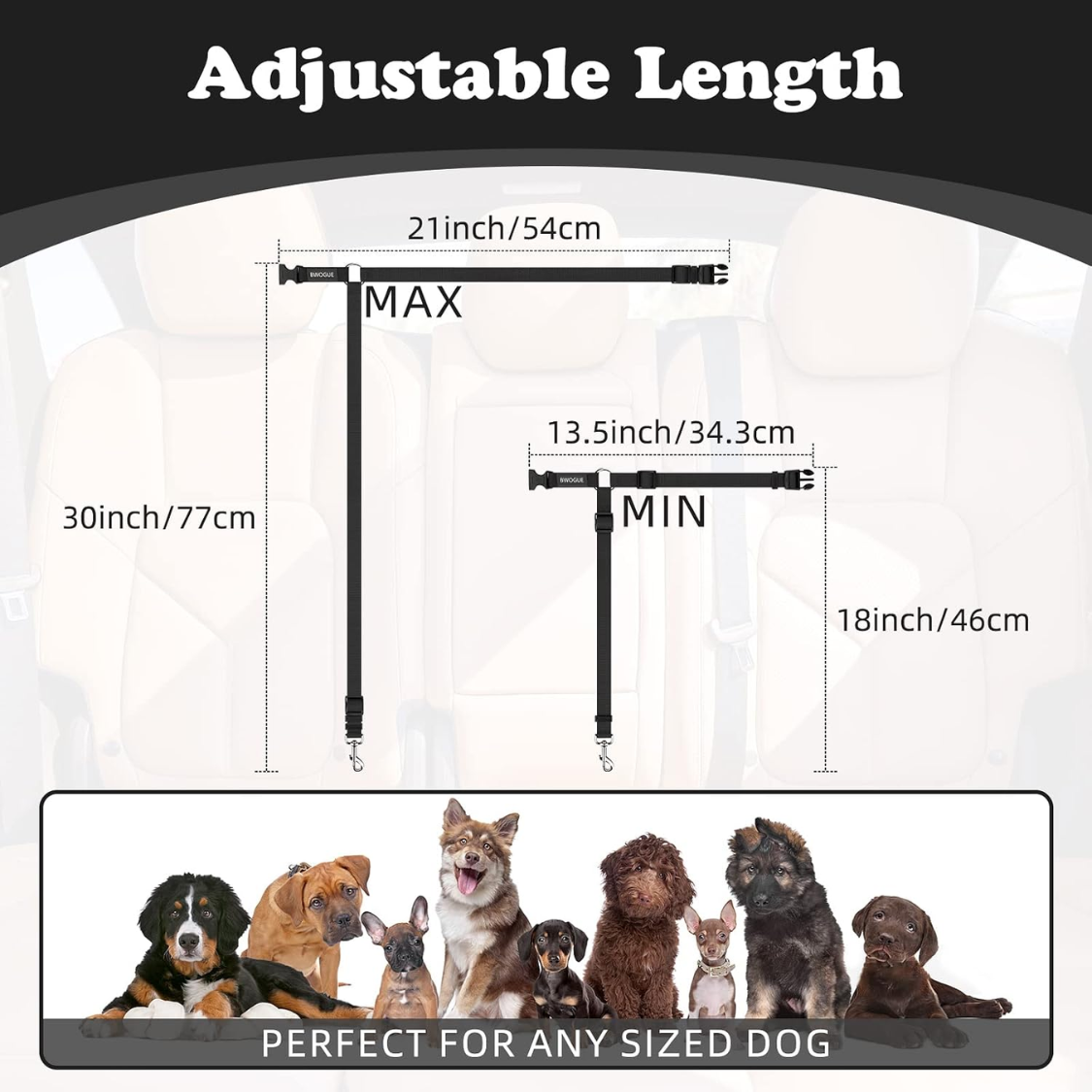 Paquete de 2 Cinturones de Seguridad para Perros para Auto, Correas de Seguridad con Sujeción al Reposacabezas — imagen 3