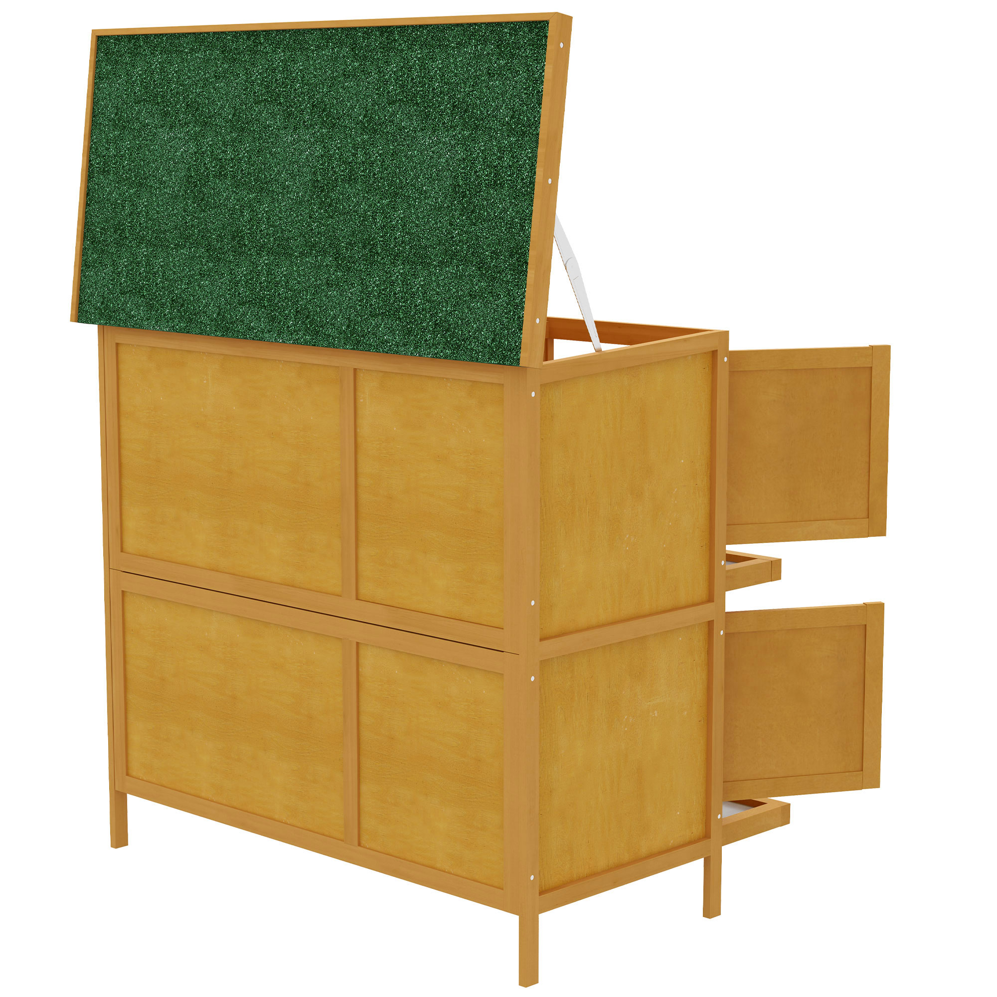 Caja para Conejos de Madera con Rampa, Interior/Exterior, Amarillo — imagen 5