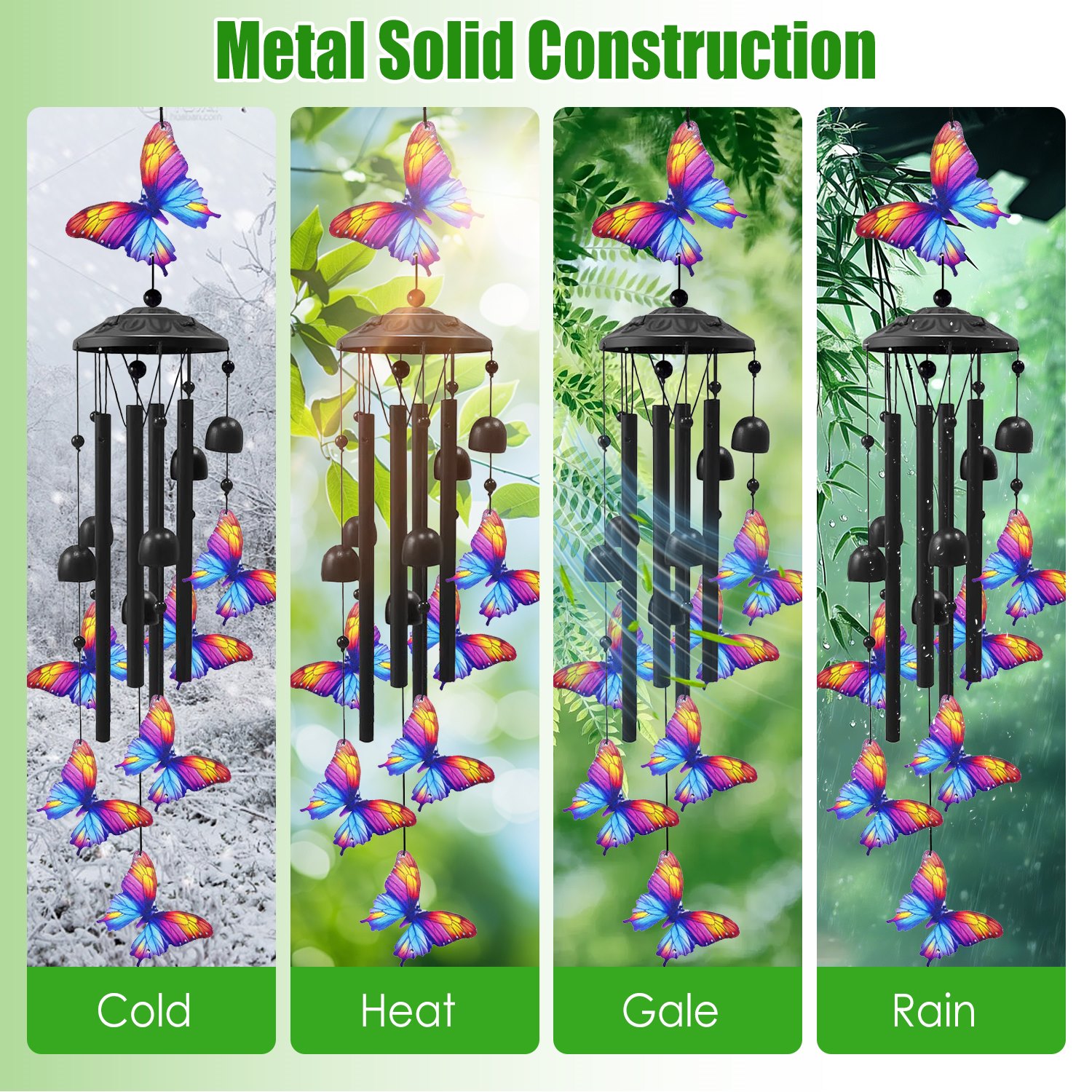 Butterfly Wind Chimes For Outside Metal Wind Chimes With Aluminum Tubes Deep Soothing Sound Decor For Garden Yard Home Patio Gift For Women Men — image 5