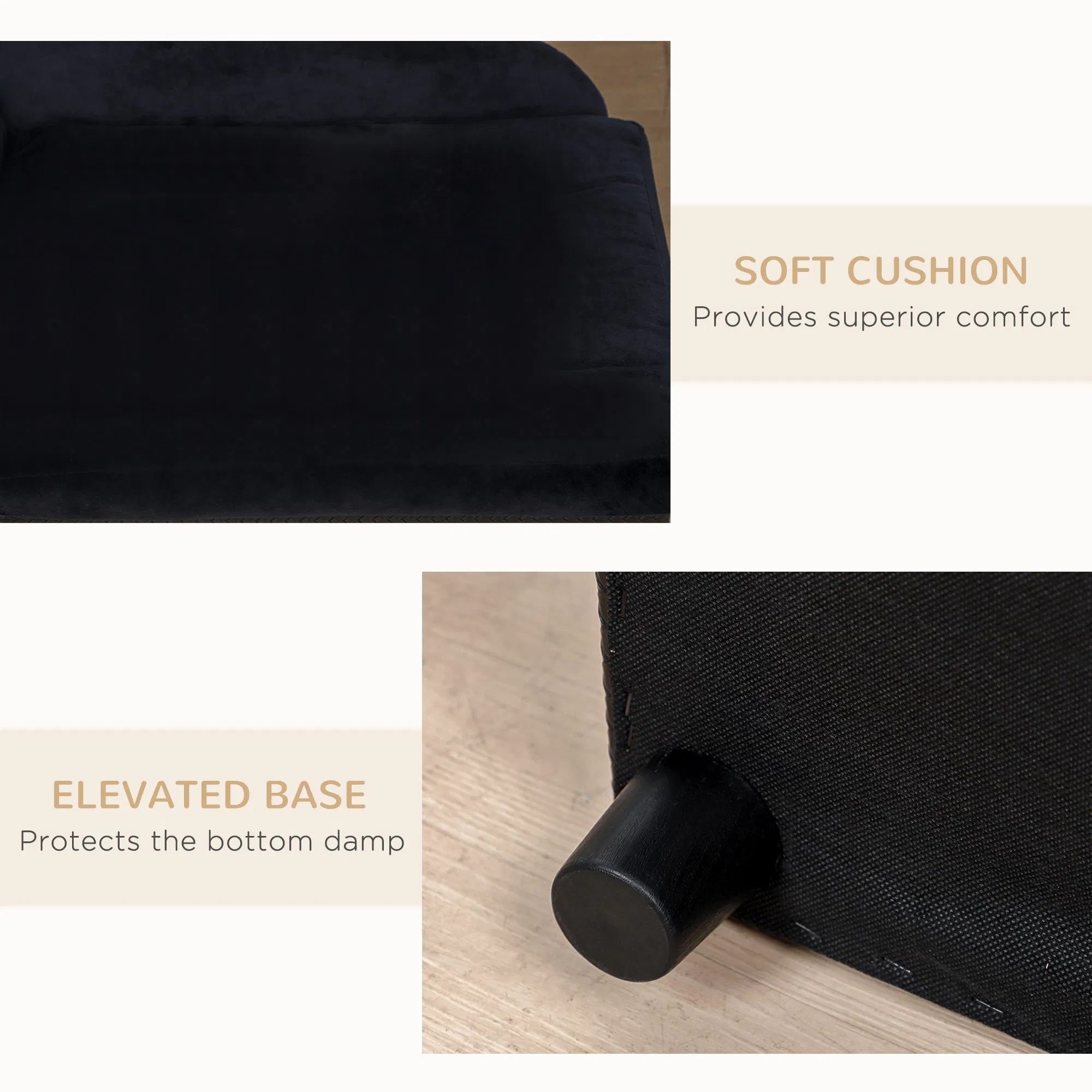 Luxury Dog Bed For Small Dogs, Hidden Storage, 3 In Foam Cushion, Modern Pet Sofa, Black — image 10