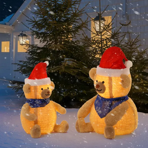 Set Of 2 Lighted Plush Bear Christmas Decorations, Pre-lit Pull Up Holiday Decor With 60 Warm White LED Lights For Xmas Outdoor Indoor Decor Lighted Holiday Displays — imagen 7
