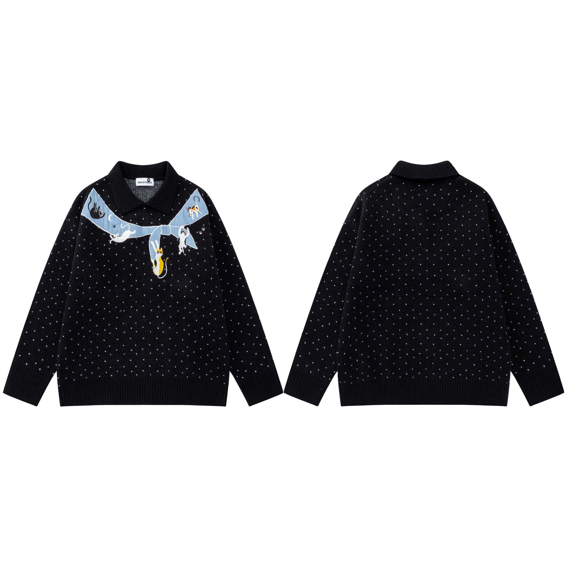 Polka dot scarf cat sweater — image 4