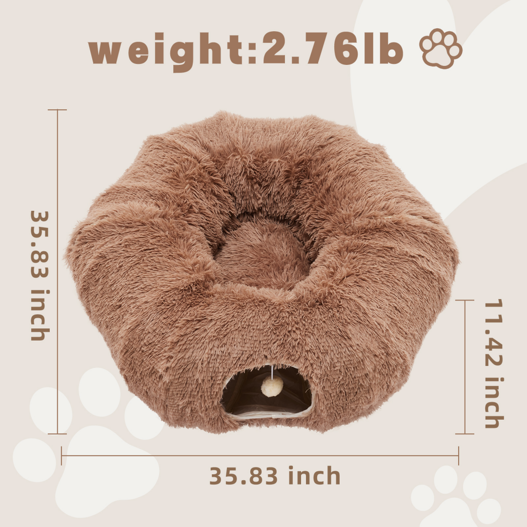 Túnel para Gatos con Caja de Descanso, Túnel en forma de Donut con Escondite Plush para Gatos y Kitten — imagen 9