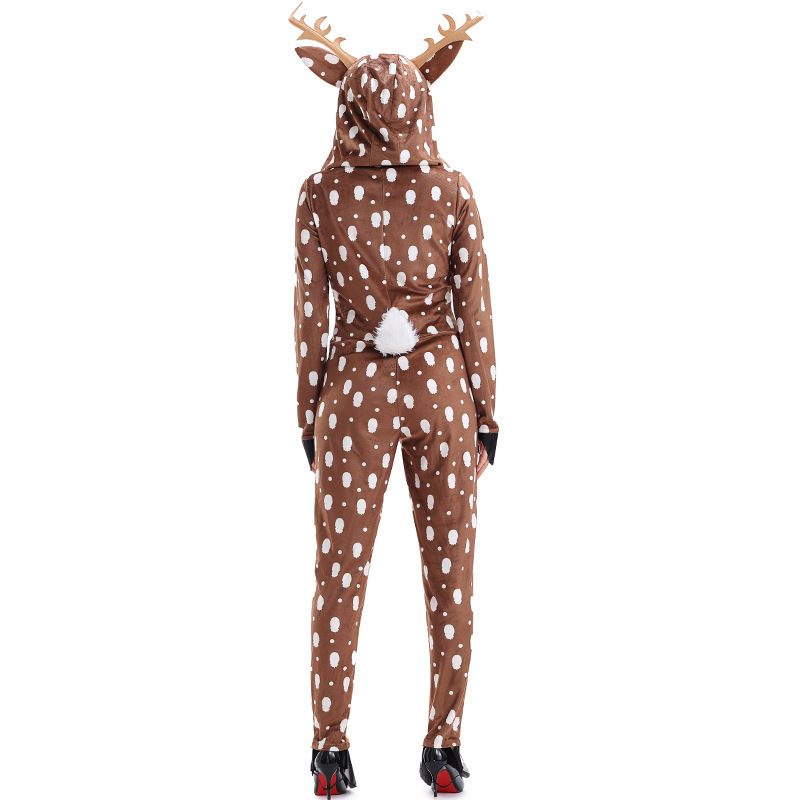 Christmas Costume Cosplay Cute Deer Animal Outfit Khaki Spotted Fawn Stage Performance Clothing — image 3