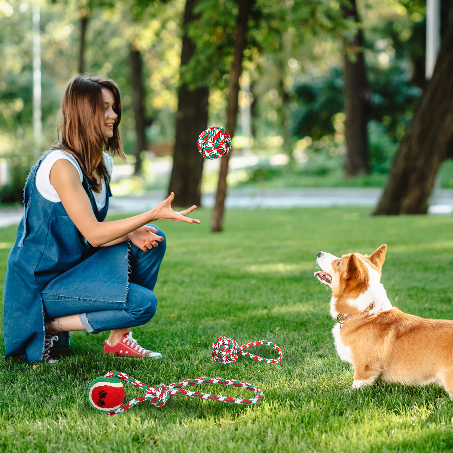 Conjunto de 5 Piezas de Juguetes de Cuerda Navideños para Perros - Interactivos y Seguros — imagen 5
