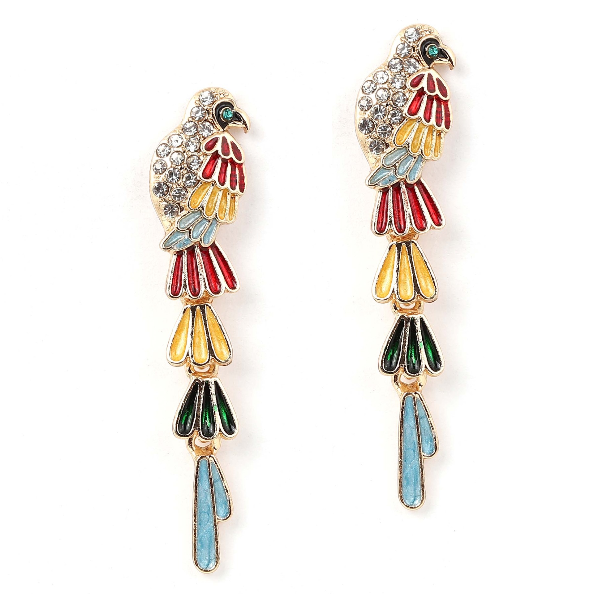 Pulseras de Colgantes en Forma de Pájaros Coloridos con Gotas de Aceite Retro, Modestas y Elegantes Con Combinación de Diamante Incrustado en Aleación para Mujer — imagen 5