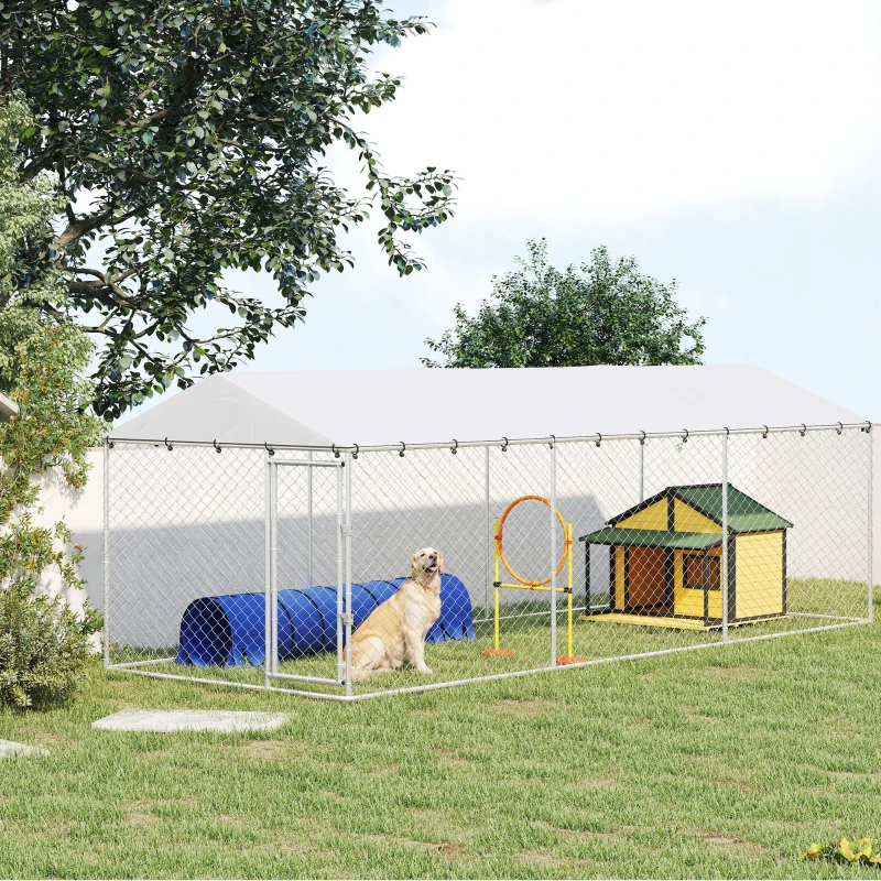 20' X 7.5' X 6.5' Dog Kennel Outdoor For Small Medium Large Dogs With Waterproof Roof, SilverMultiple Packages — imagen 3