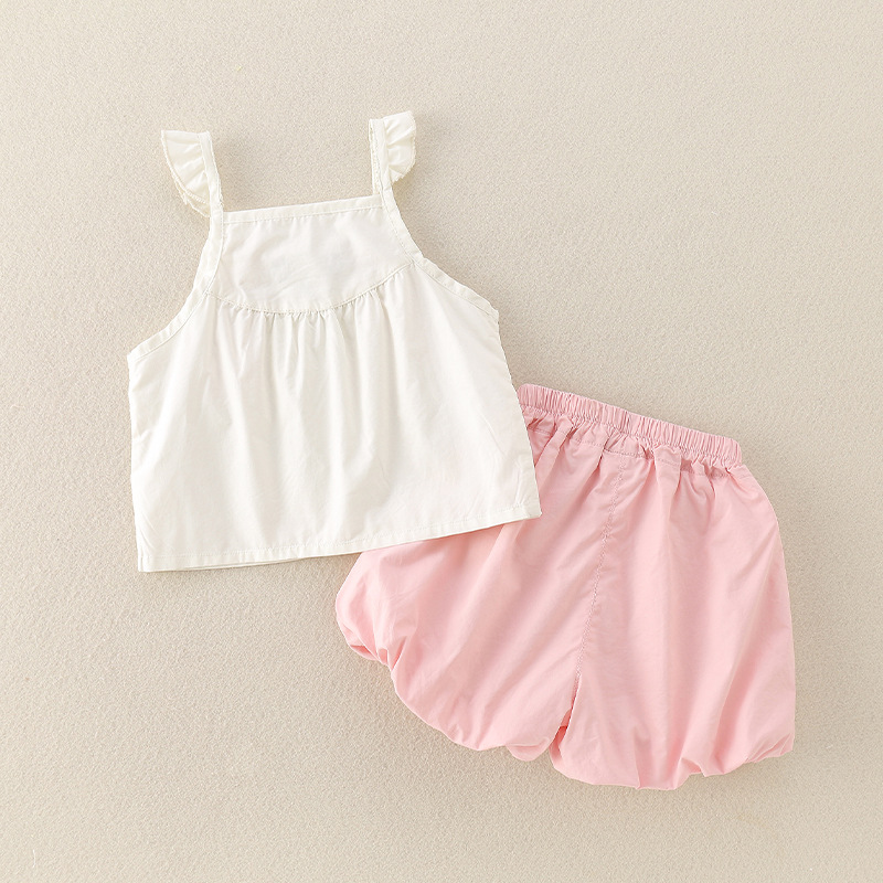Cute Rabbit Cartoon Two-Piece Set for Babies, Sleeveless Top with Shorts — image 5