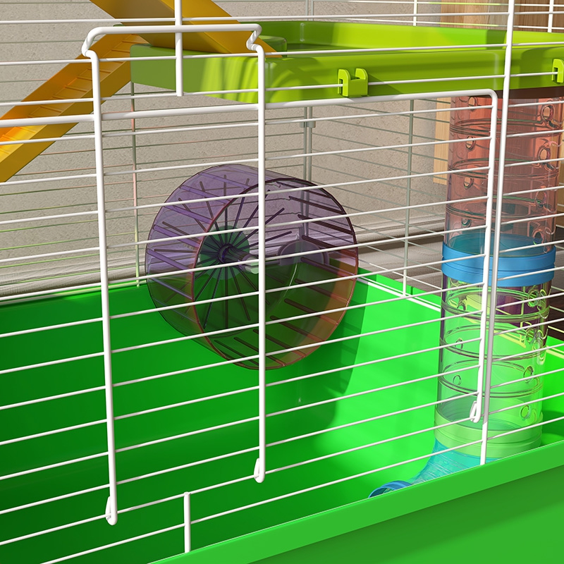 Caja para Hámsters de 5 Niveles de 23" con Rueda y Botella de Agua, Verde — imagen 8