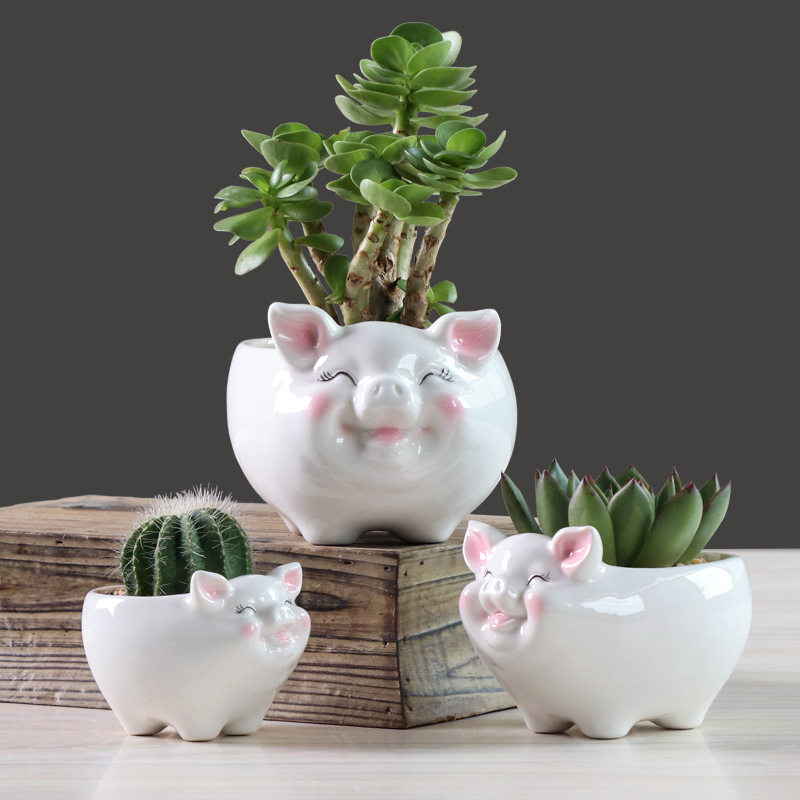 Ornamentos decorativos de cerámica con animales nórdicos coloridos para macetas de suculentas — imagen 3